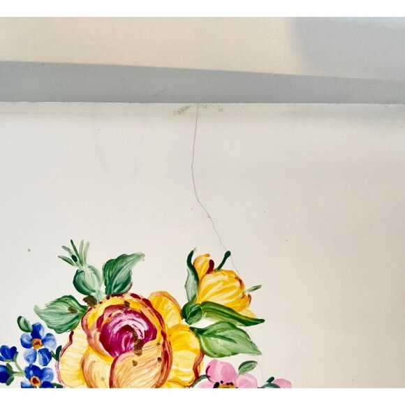 Vintage Tile Pot Holder Trivet with Metal Stand made Czchoslovakia hand painted. - Picture 8 of 9